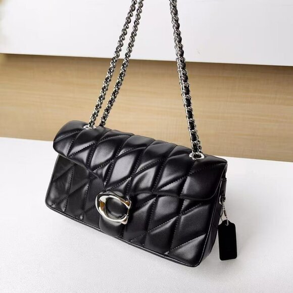 Coach Quilted Tabby 26 Black/Silver - Picture 1 of 7